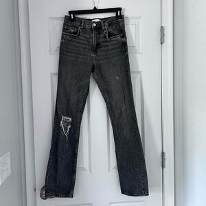 ZARA Women’s Black Denim Jeans Straight Distressed: Size 4 - 29inch inseam